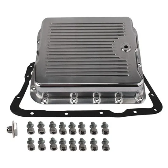 700R4 4L60E Polished Aluminum finned transmission oil pan Trans GM Chevrolet GMC