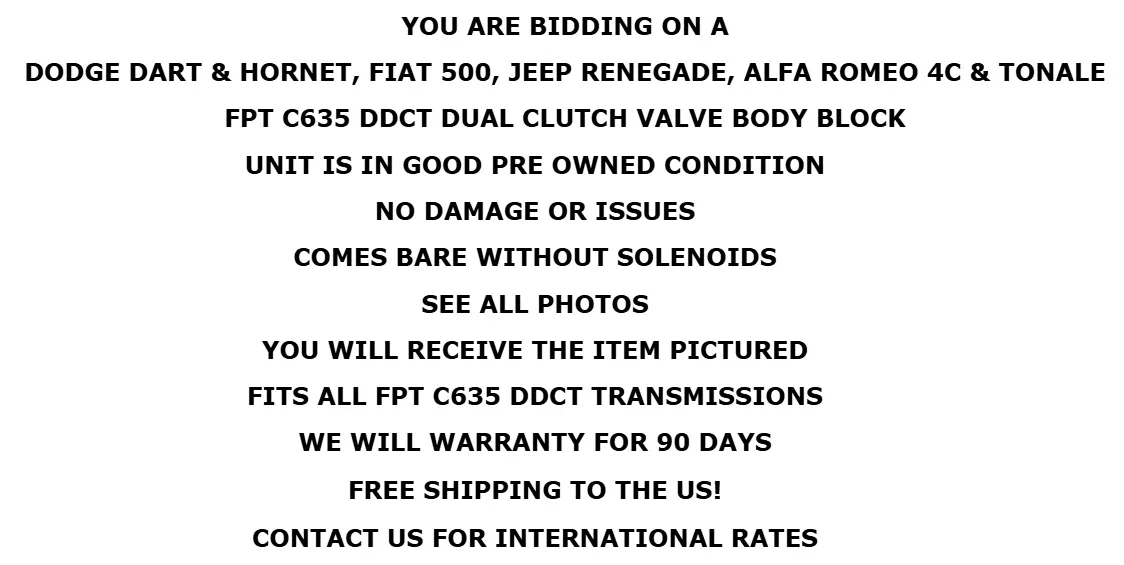 Dodge Fiat Alfa Romeo FPT C635 DCT Dual Clutch Transmission Valve Block OEM Good image 2