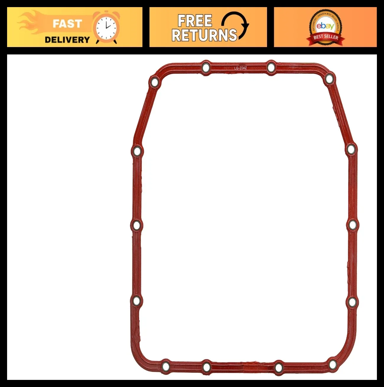 Reusable OE Style Automatic Transmission Oil Pan Gasket - Rubber, Fits Most Vehi