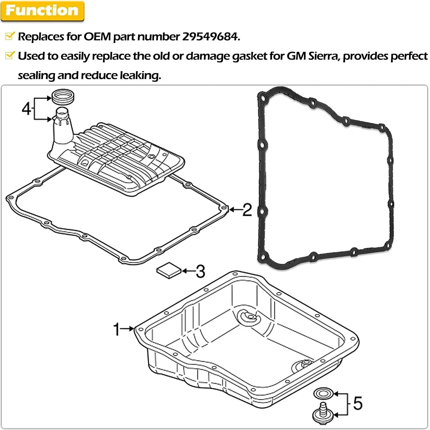 29549684 Automatic Transmission Fluid Pan Gasket for GM Silverado Sierra Allison image 3