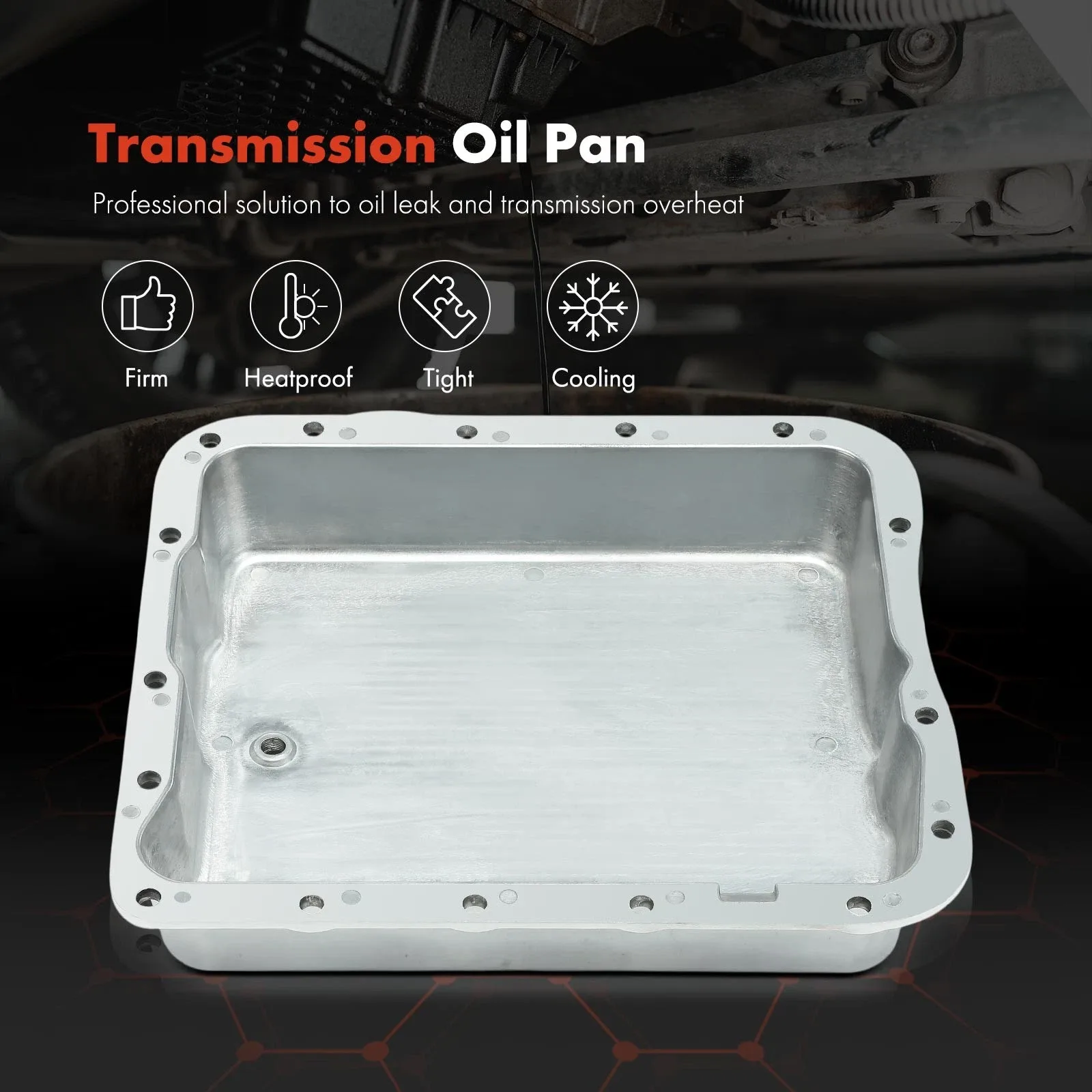 Silver Finned Aluminum Trans Oil Pan for GM 700R4 4L60E 4L60 2-5/8" Pan Depth image 3