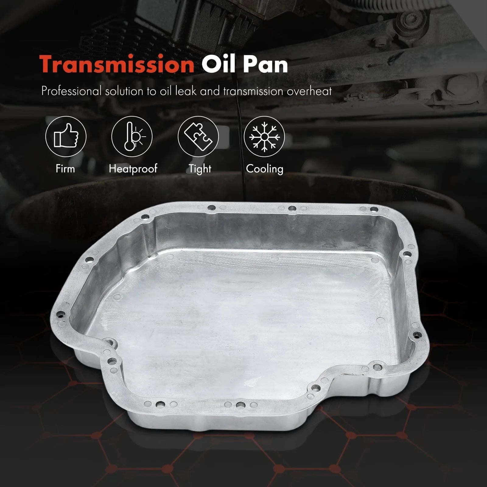 Finned Silver Aluminum Transmission Oil Pan for GM TH400 2-3/8 Inch Pan Depth image 3