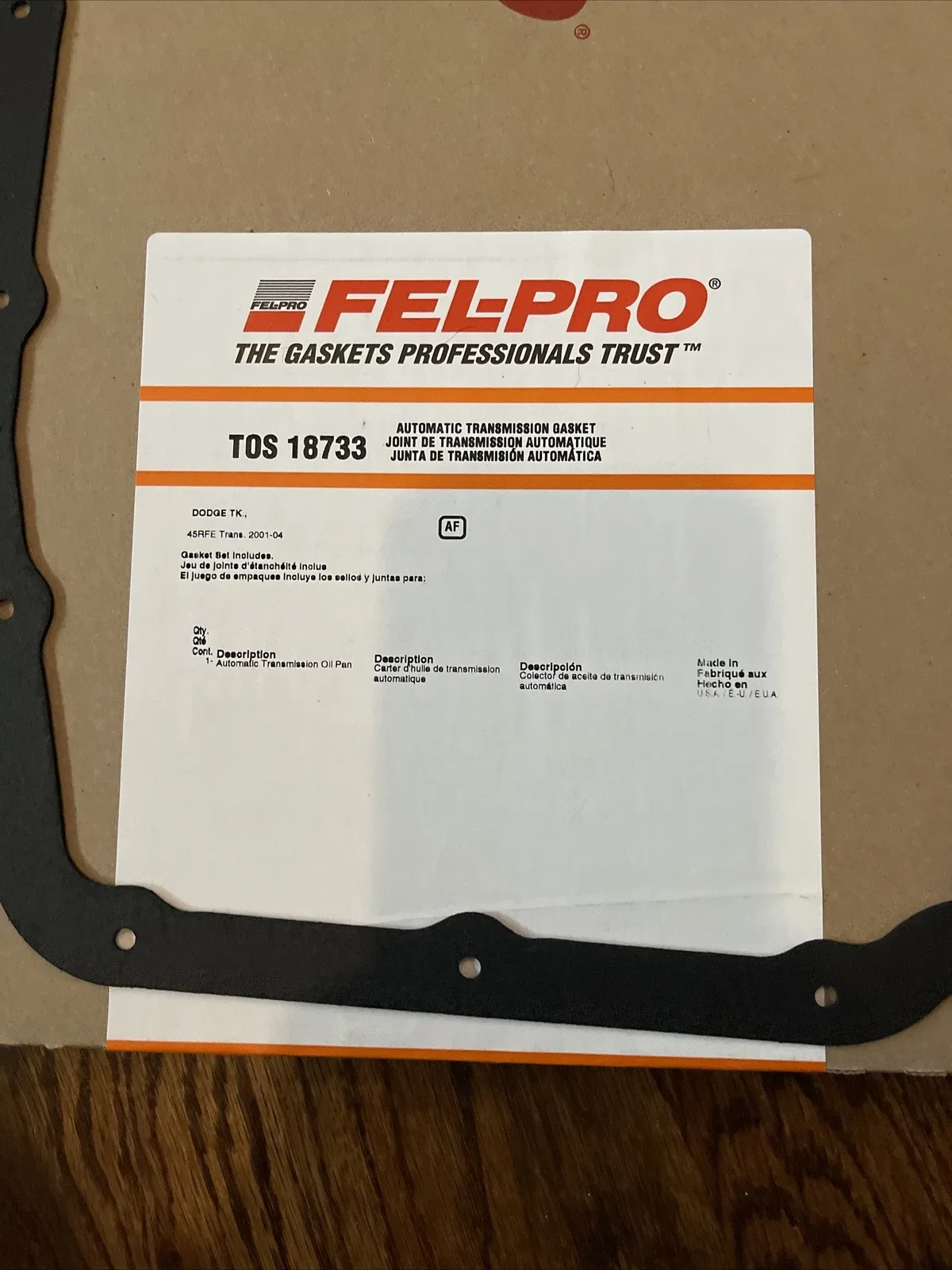 TOS 18733 Fel-Pro Automatic Transmission Oil Pan Gasket Set Felpro TOS18733 image 3