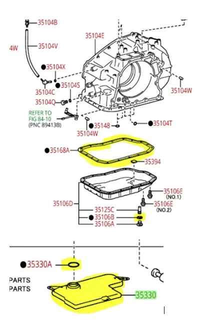 TOYOTA VENZA OEM TRANSMISSION OIL STRAINER & ORING, PAN GASKET & PLUG GASKET