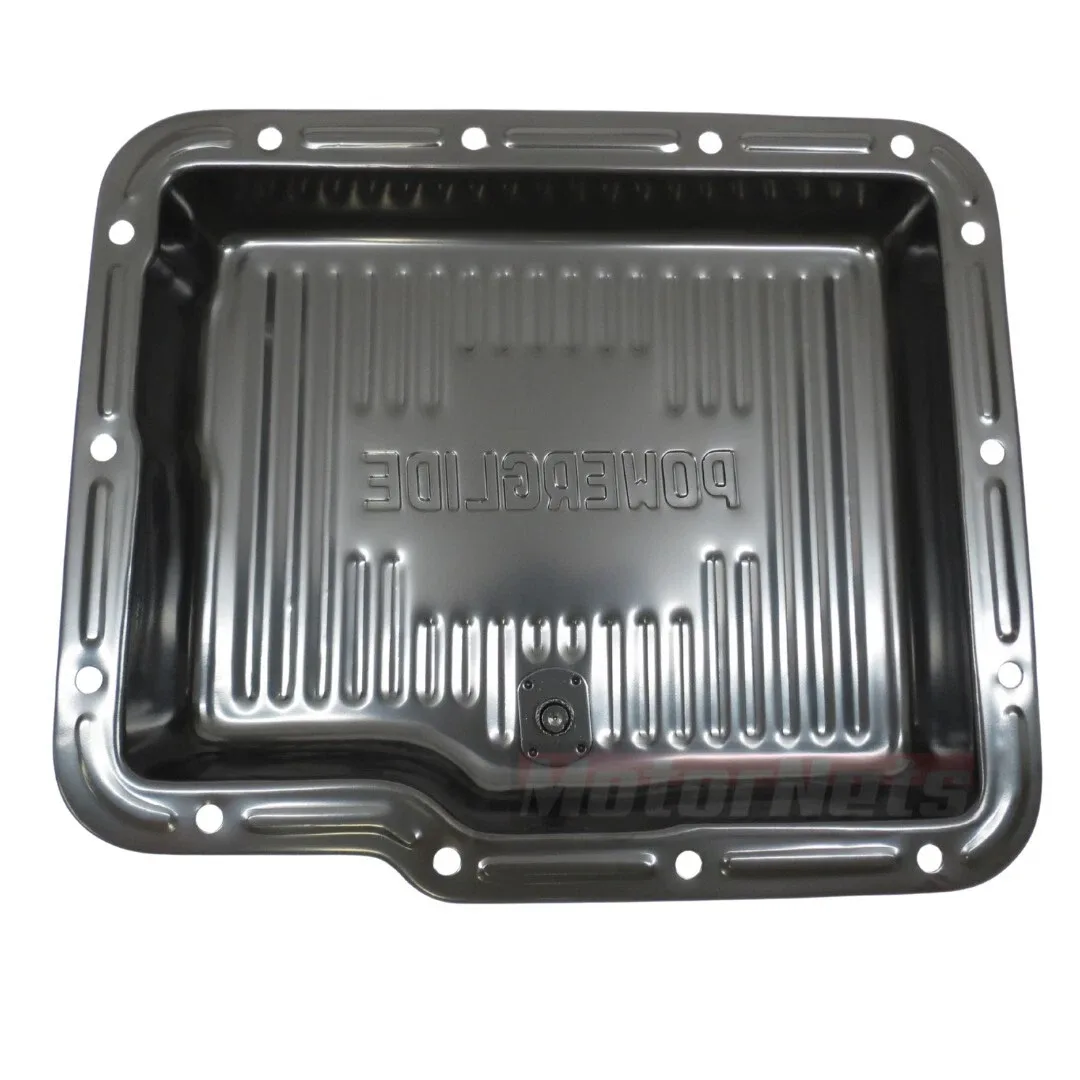 Black Ribbed Stock Transmission Oil Pan for GM GMC Chevrolet Powerglide Trans image 2
