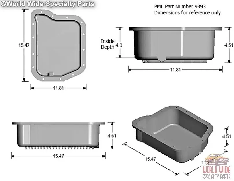 Chrysler, Dodge 48RE Deep Transmission Pan, Extra Cap., HD - Black Powder Coat image 2