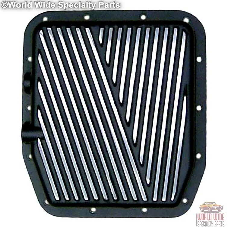 Ford AOD HD Stock Transmission Pan, 0.5 Qts Extra Capacity, Black Powder Coat