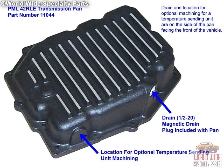 Chrysler, Dodge 42RLE Deep Transmission Pan, Heavy Duty - Black Powder Coat image 3