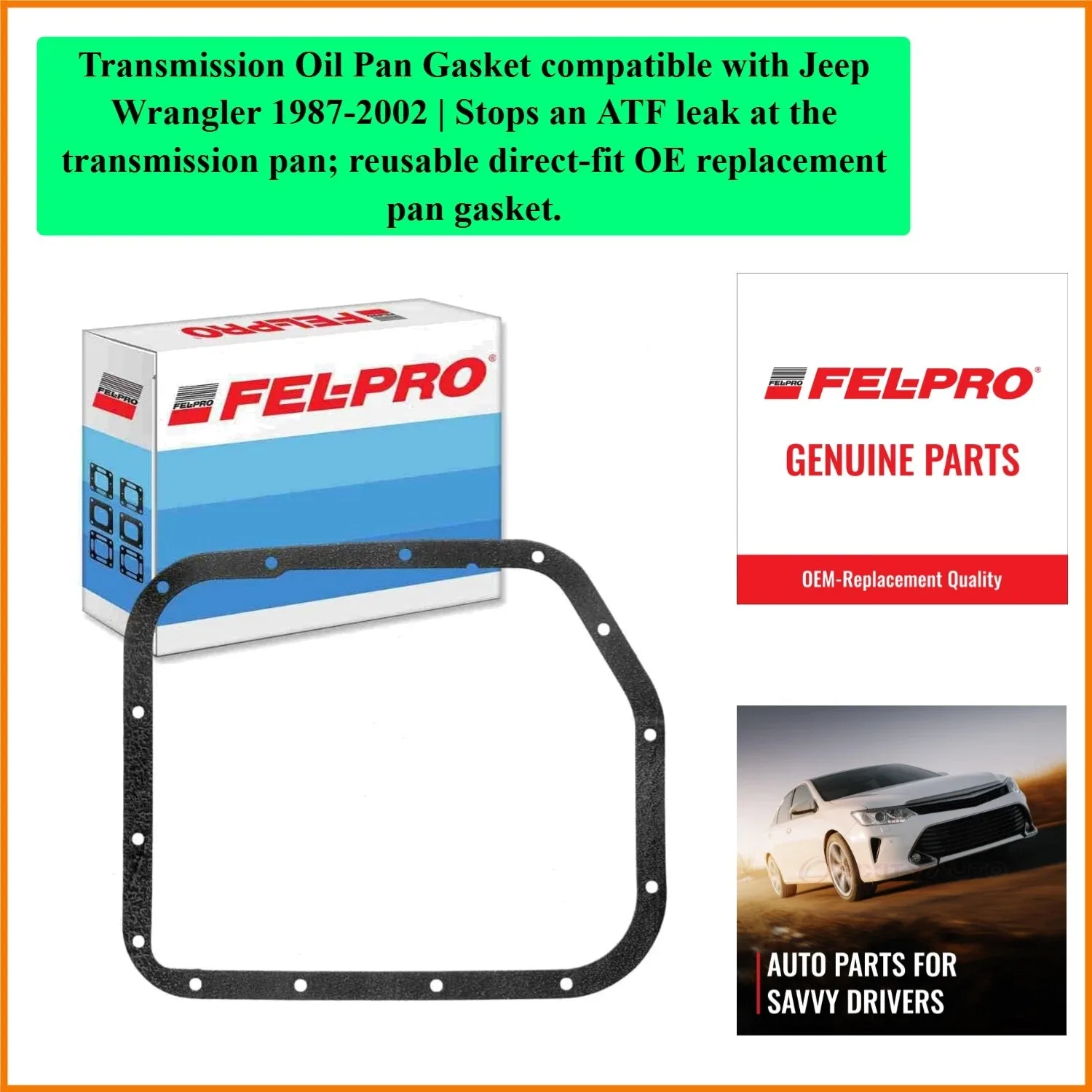 Transmission Oil Pan Gasket compatible with Jeep Wrangler 1987-2002 | Stops a...