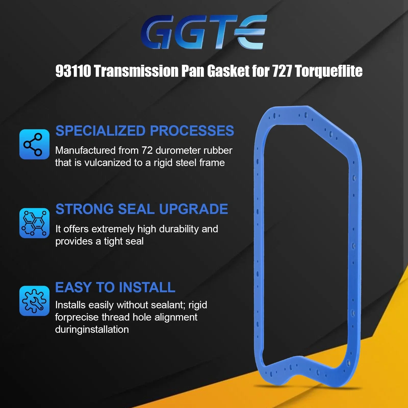 GGTE 93110 Transmission Oil Pan Gaske for 727 Torqueflite, Silicone Molded Ov... image 2