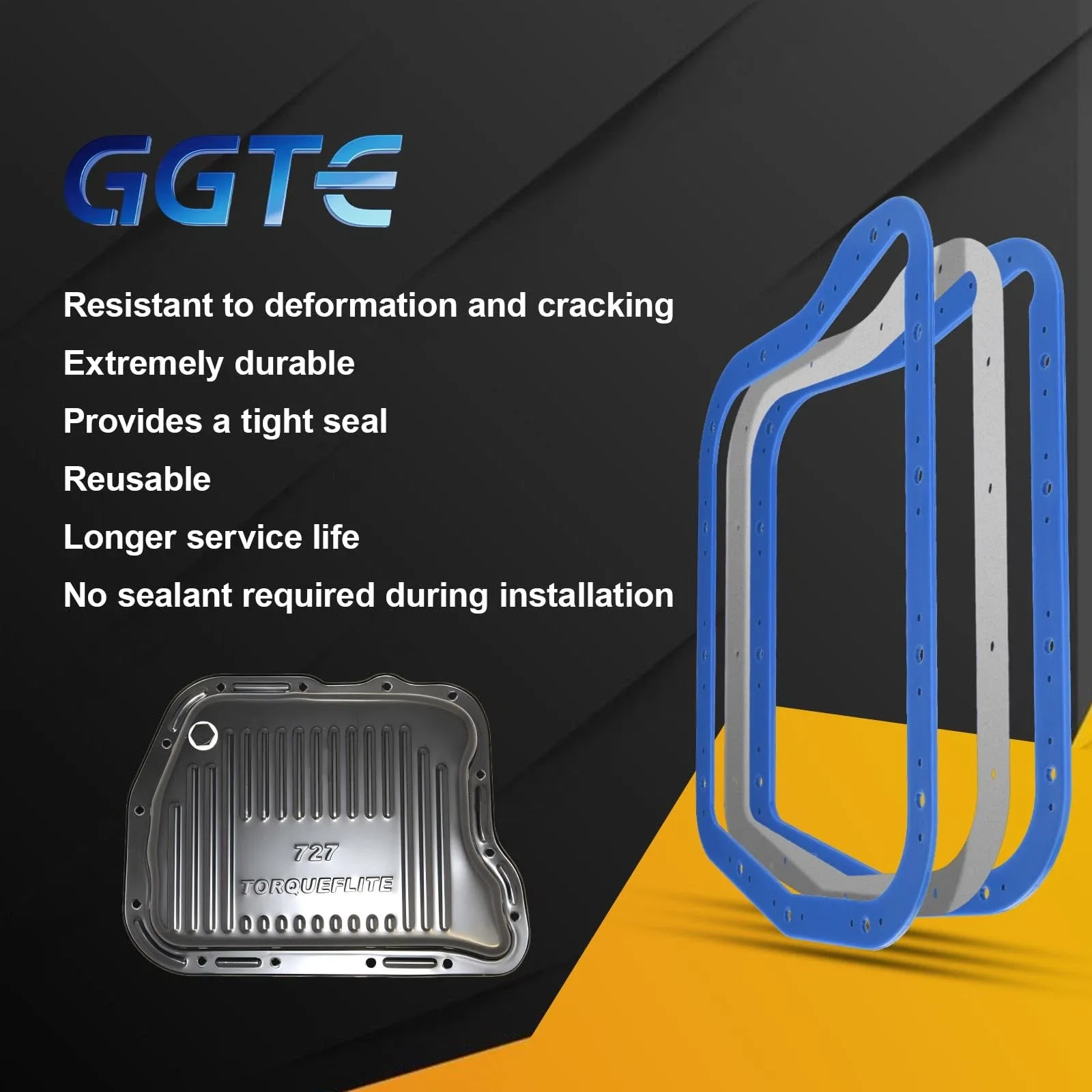 GGTE 93110 Transmission Oil Pan Gaske for 727 Torqueflite, Silicone Molded Ov... image 3