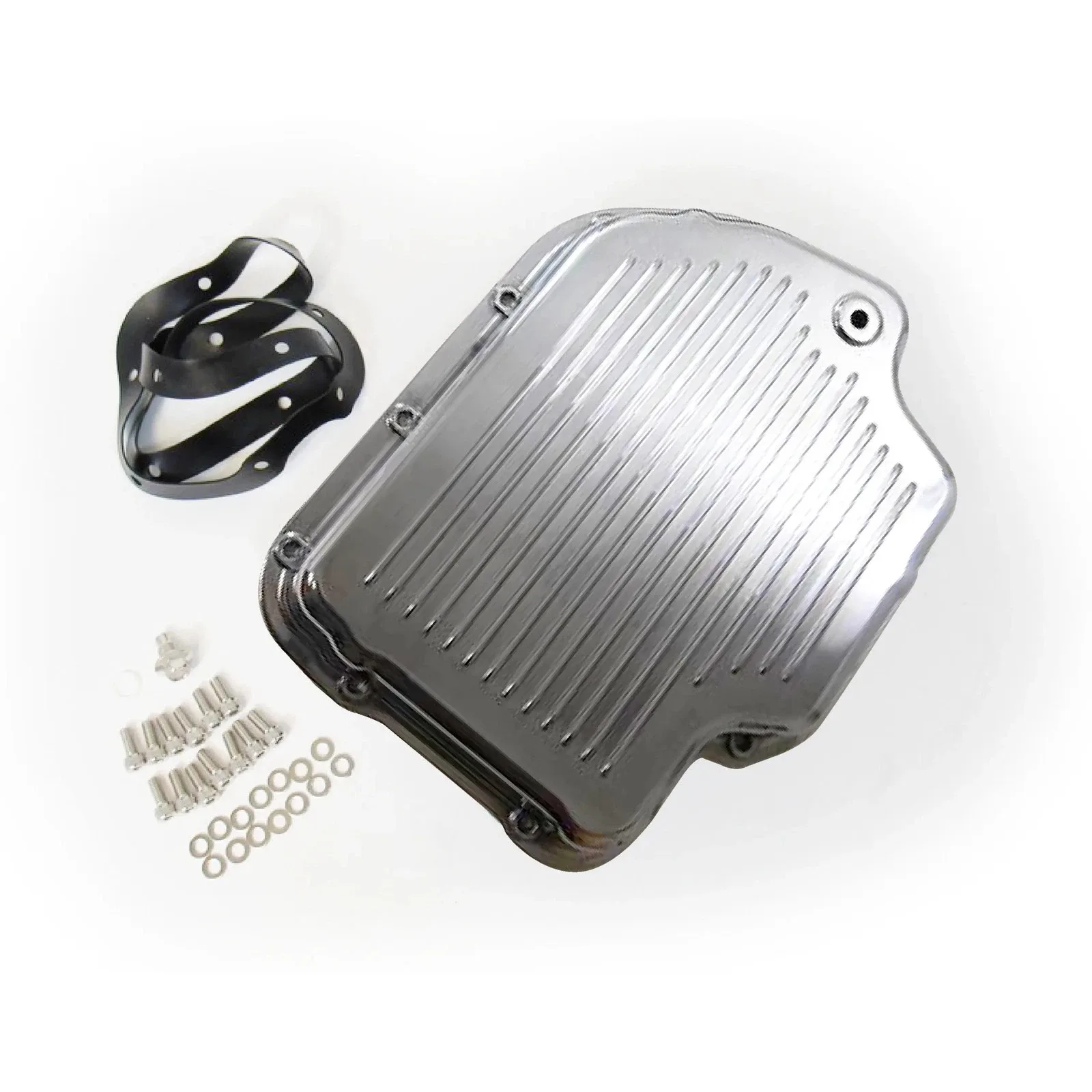Bandit Transmission Oil Pan 8492; Finned Polished Aluminum for GM TH400