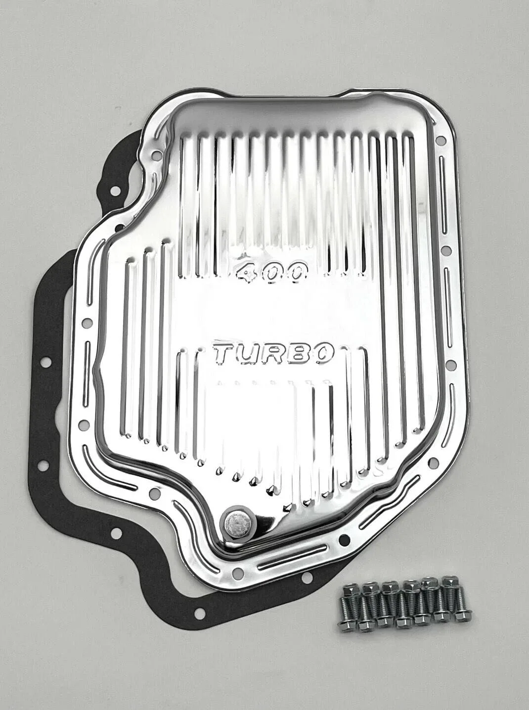 GM Transmission Oil Pan TH400 Turbo 400 Steel Stock Capacity Hot Rod Kit Chrome