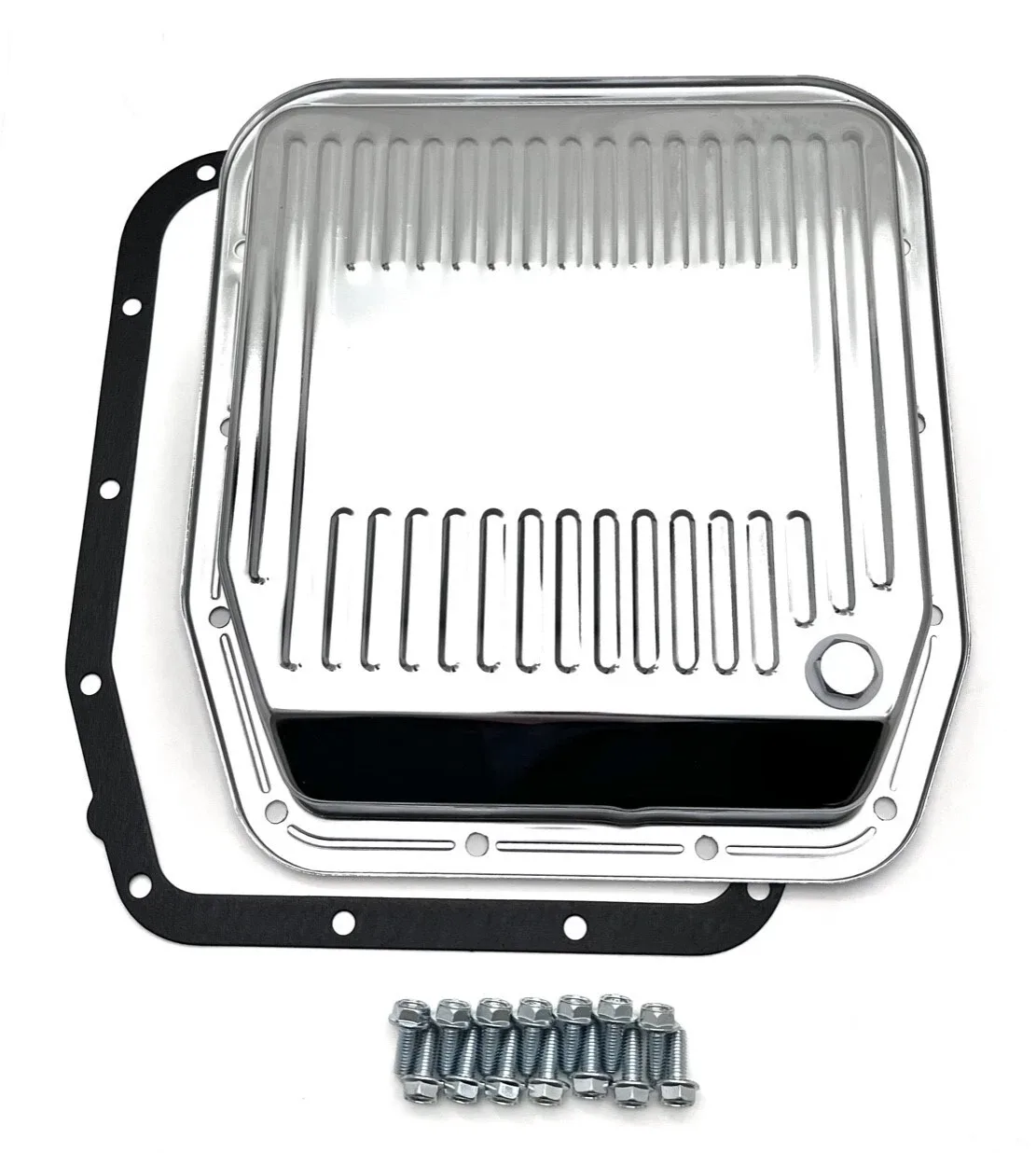 Ford AOD Transmission Oil Pan & Gasket Bolts Kit 1980-93 Mustang Fox Body Chrome