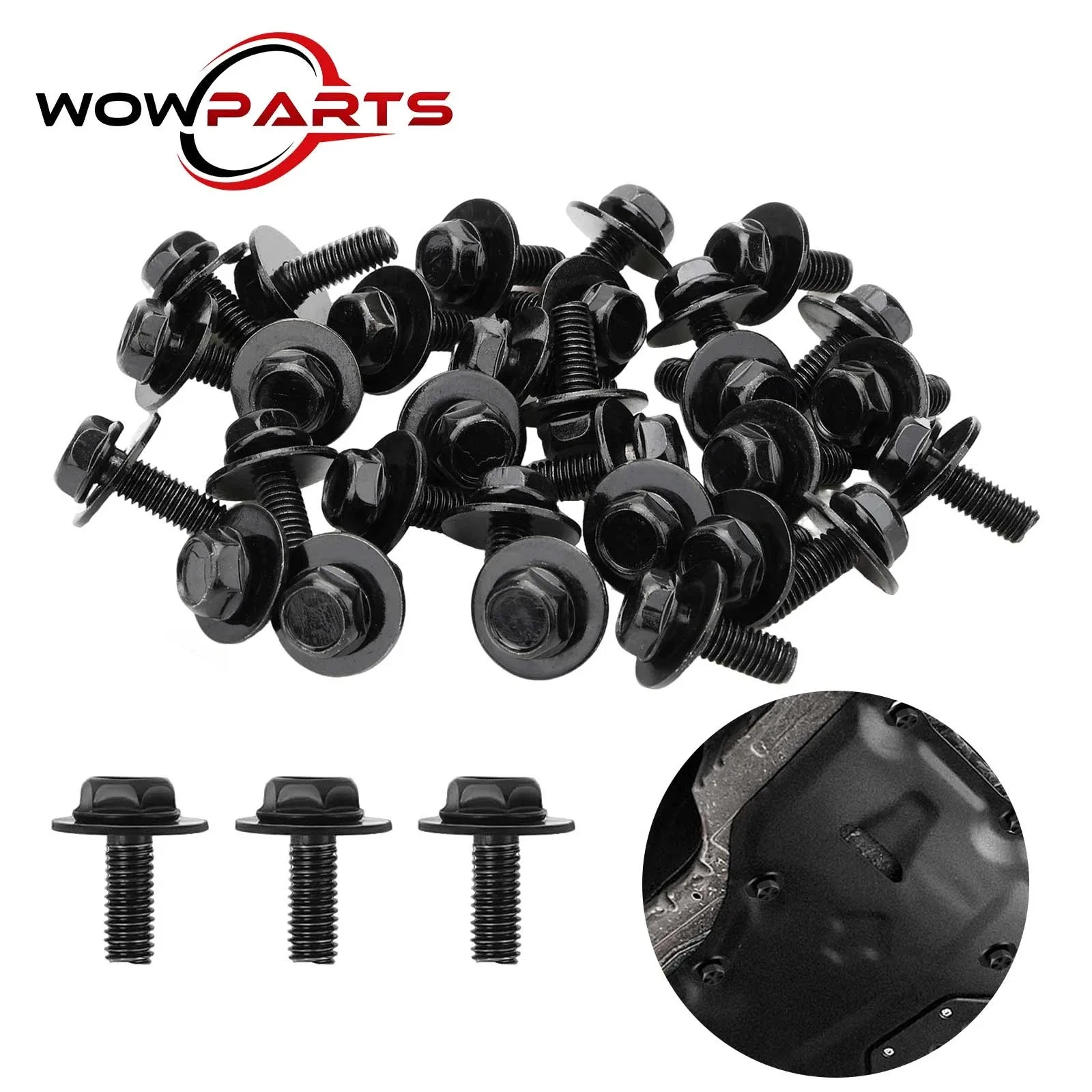 30PCS M6 Transmission Oil Pan Bolts 17mm w/ Washer for GM 71315-122382A 11508930