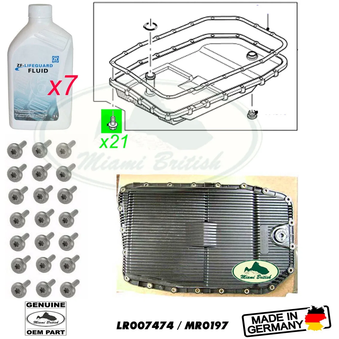 LAND ROVER TRANSMISSION OIL PAN FILTER FLUID RANGE LR3 LR4 LR007474 MR0197 ZF