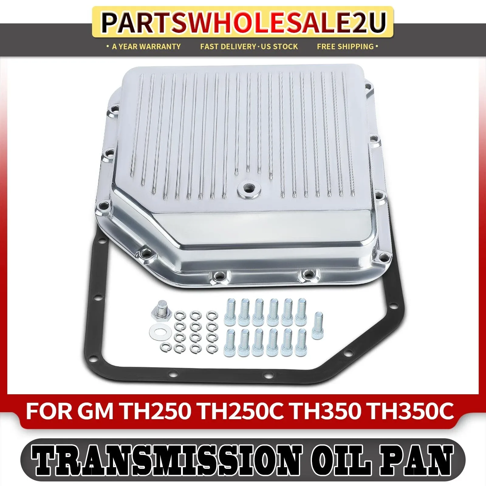 Aluminum Transmission Oil Pan w/ Gasket for GM TH250 TH350C TH350 2-1/4'' Depth