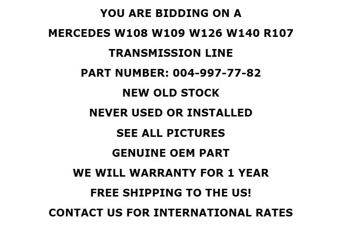 NOS! Mercedes W108 W109 W126 W140 R107 Transmission Oil Line Flex Tube OEM image 2