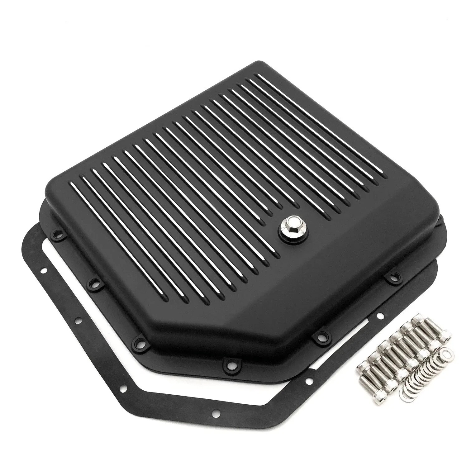 GM Turbo 350 Transmission Oil Pan TH350 Stock Capacity Die Cast Aluminum Black image 2