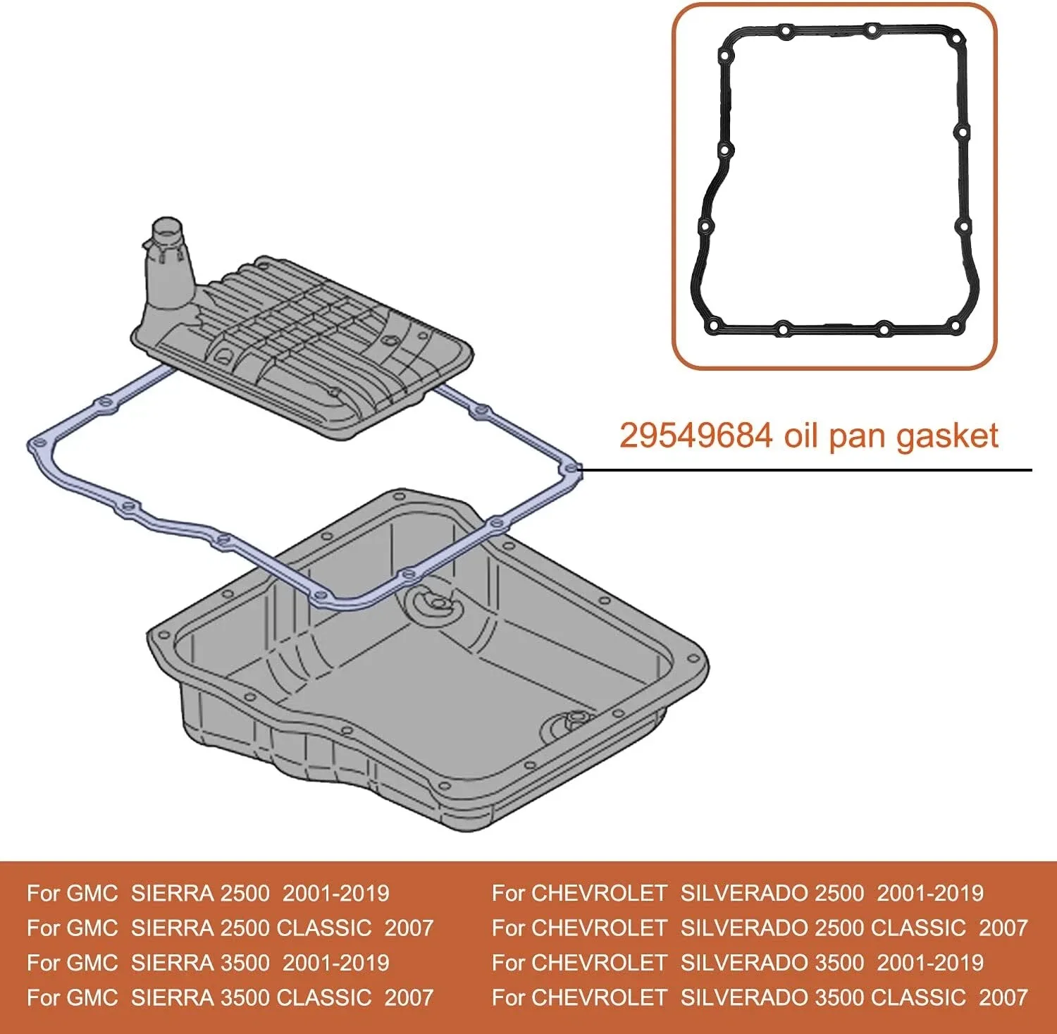 29549684 Automatic Transmission Fluid Pan Gasket 6.6L for Duramax LB7 LLY LBZ image 3