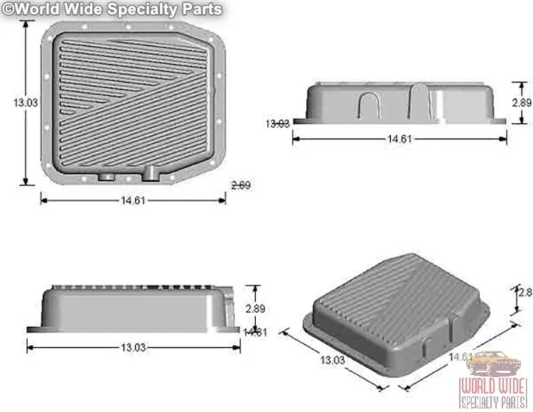 Ford AOD HD Stock Transmission Pan, 0.5 Qts Extra Capacity, Cast Aluminum image 2