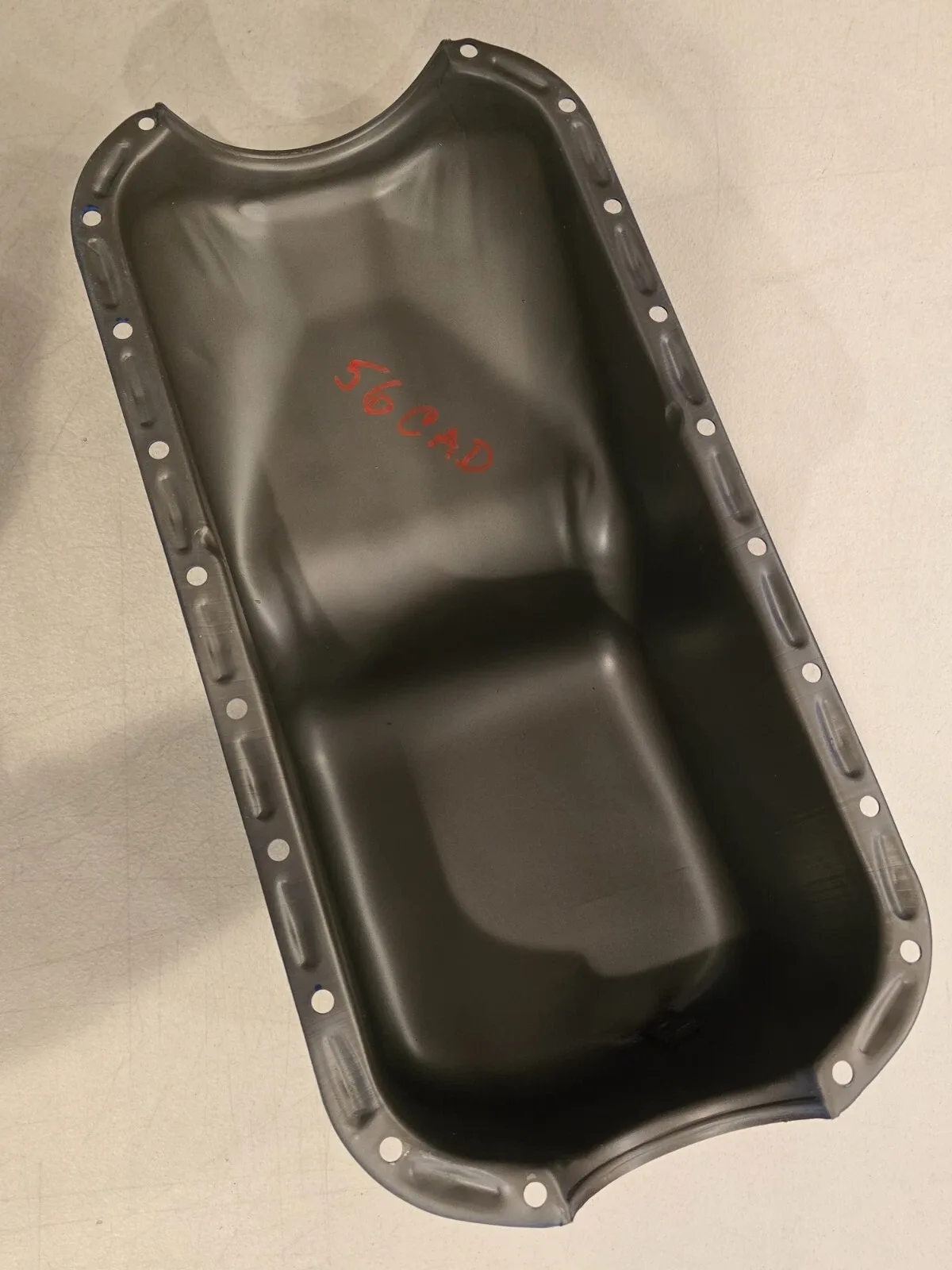56 Cadillac DeVille Engine Oil Pan 365 CI ORIGINAL USED SANDBLASTED + PAINTED image 2