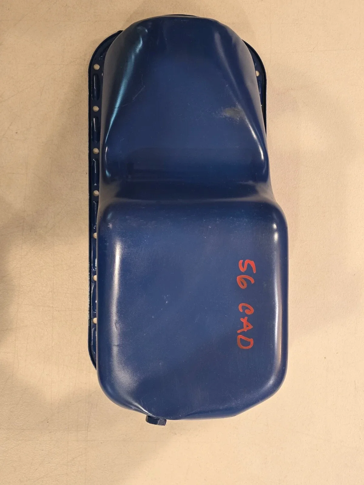 56 Cadillac DeVille Engine Oil Pan 365 CI ORIGINAL USED SANDBLASTED + PAINTED image 4