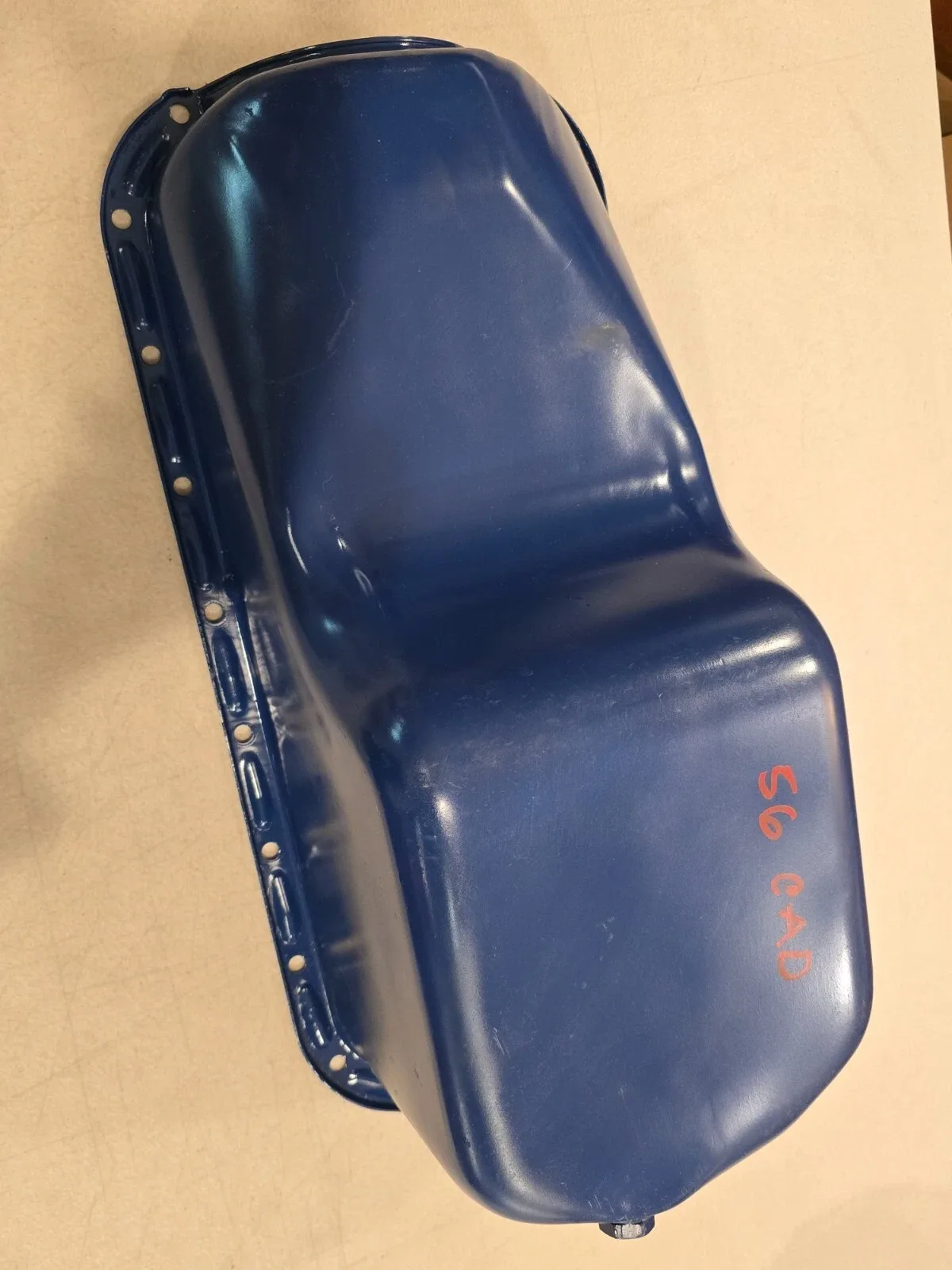 56 Cadillac DeVille Engine Oil Pan 365 CI ORIGINAL USED SANDBLASTED + PAINTED