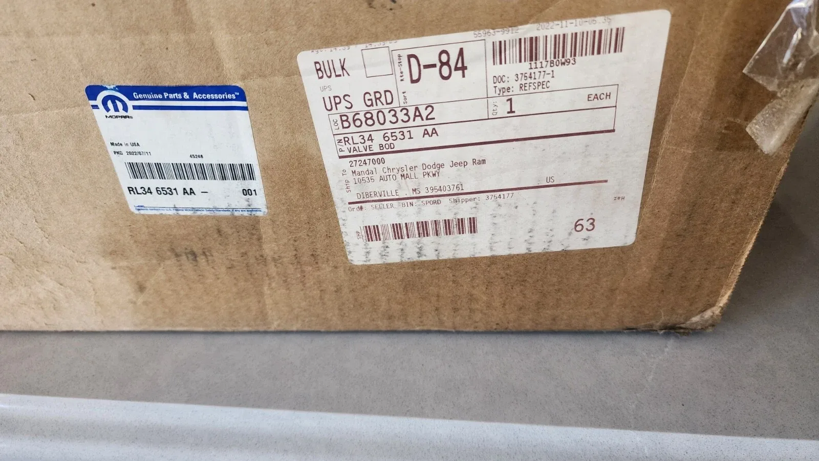 Jeep Mopar Valve Body Assembly RL346531AA image 3