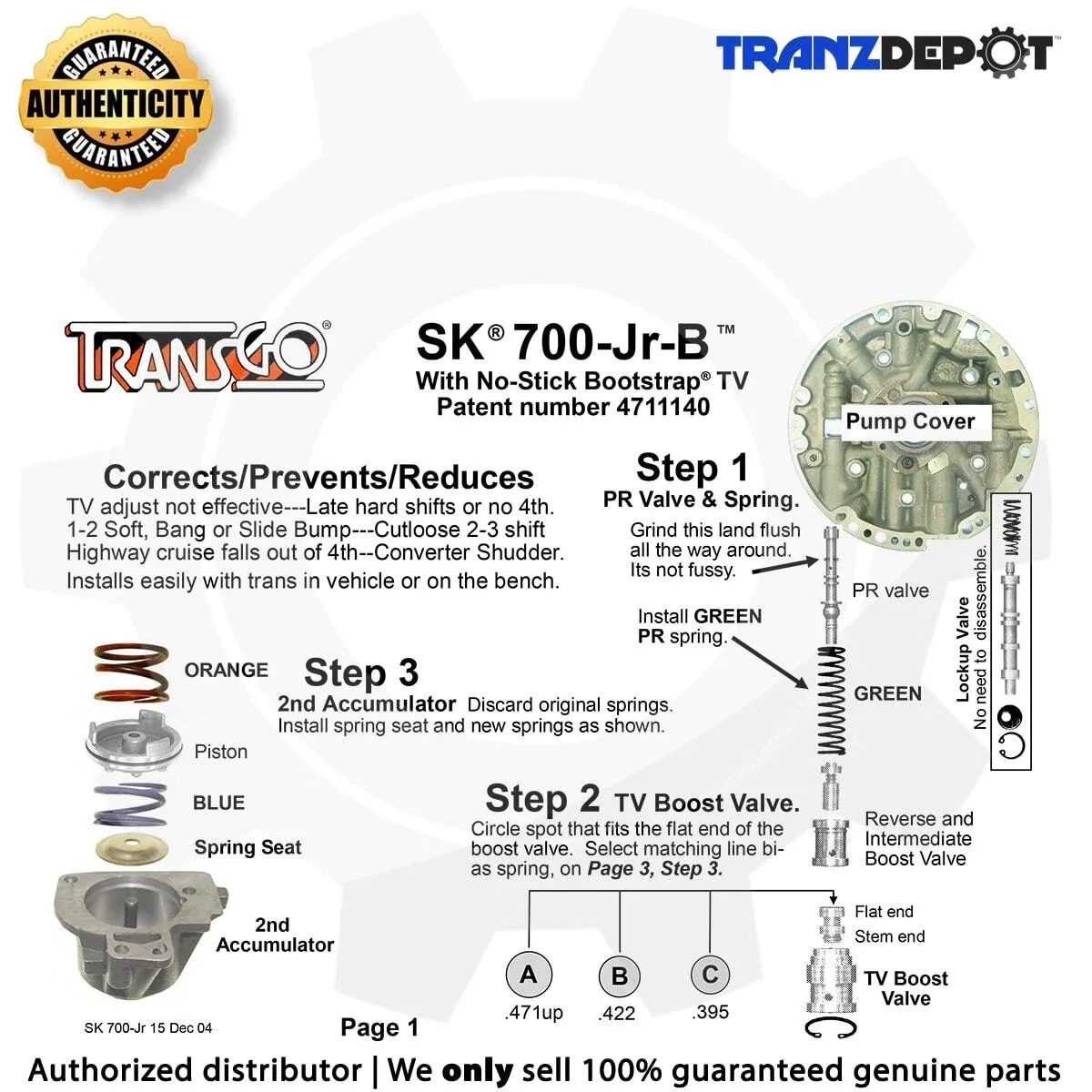 TransGo SK 700-JR Shift Kit for TH700-R4 / 4L60 image 2
