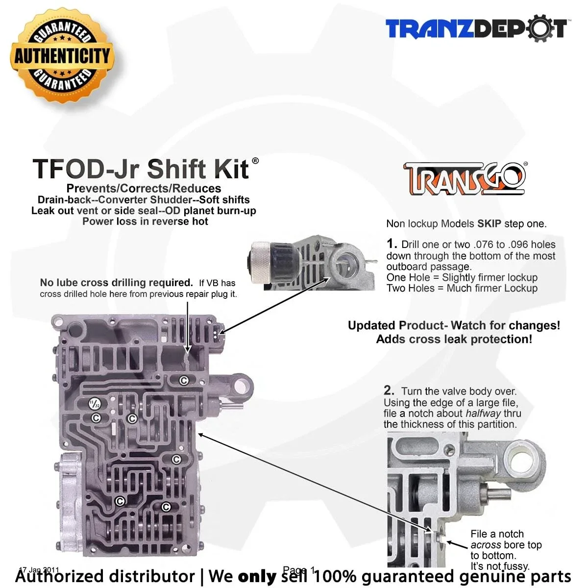 TransGo SK TFOD-JR Shift Kit for Chrysler/Dodge image 2