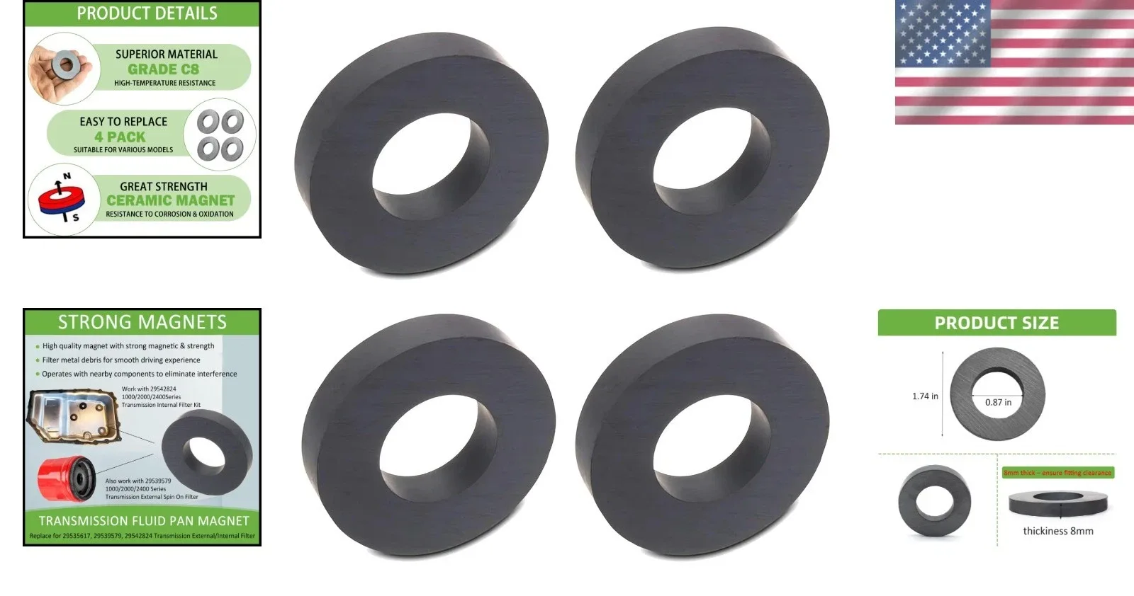 Efficient Ceramic Transmission Oil Pan Magnets - 4-Pack for Vehicle Longevity image 2