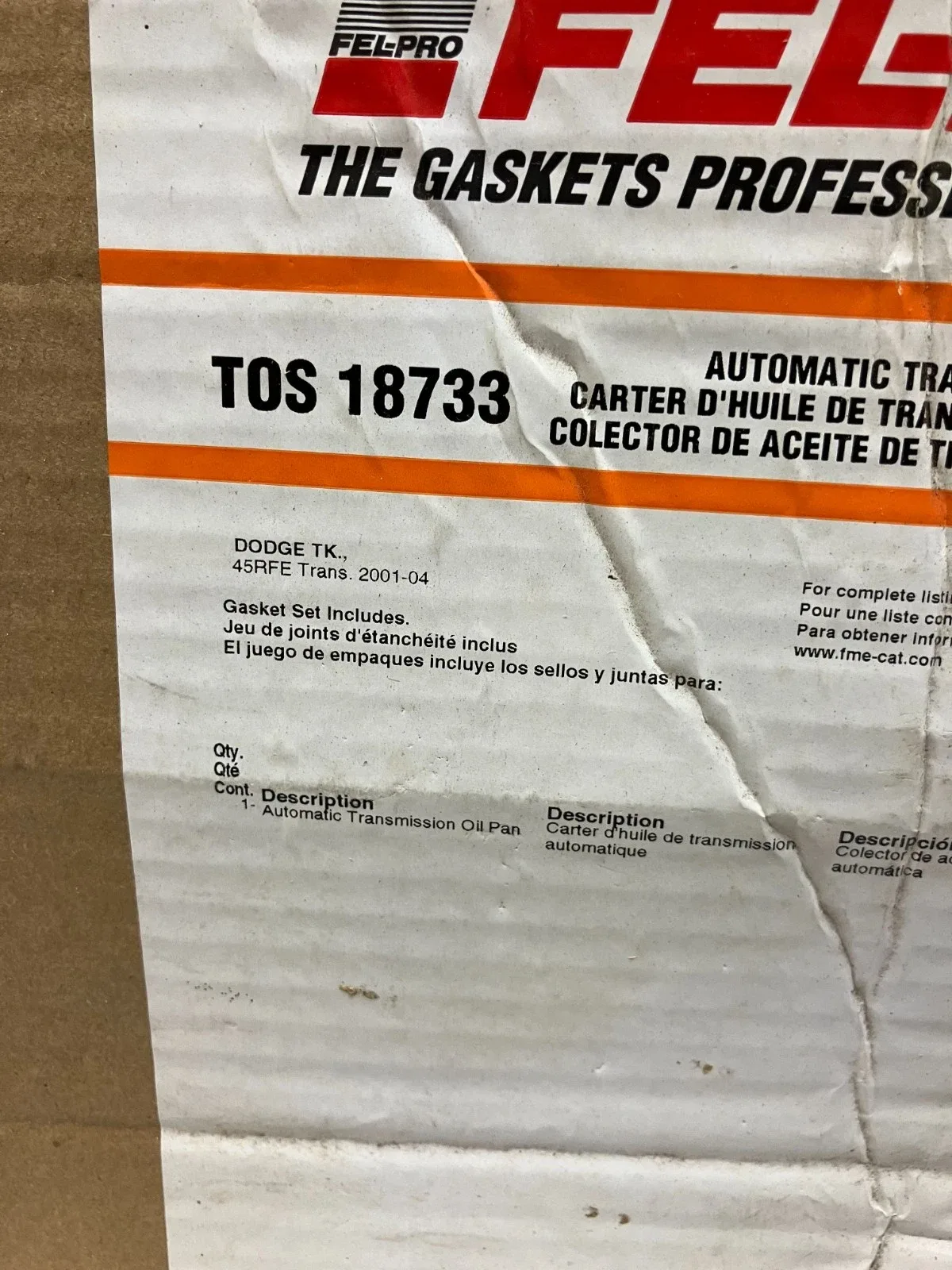 FEL-PRO # TOS 18733 Automatic Transaxle, Oil Pan Gasket for Ram 1500 image 3