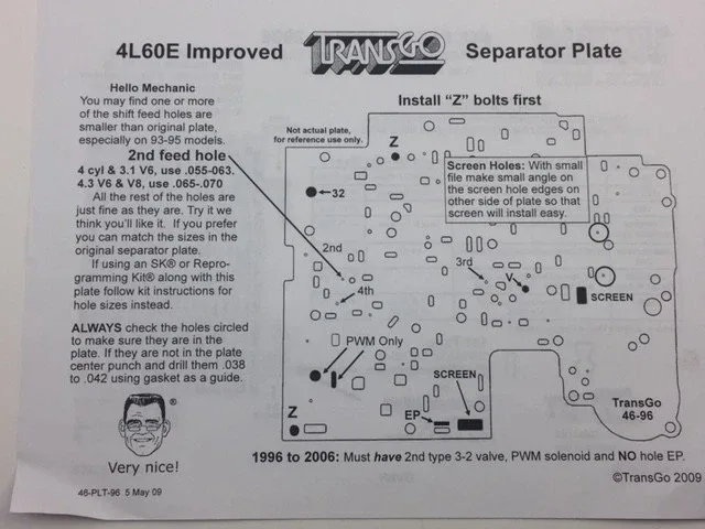 1996-2006 GM GMC 4L65E Valve Body Separator Plate 74747 image 3