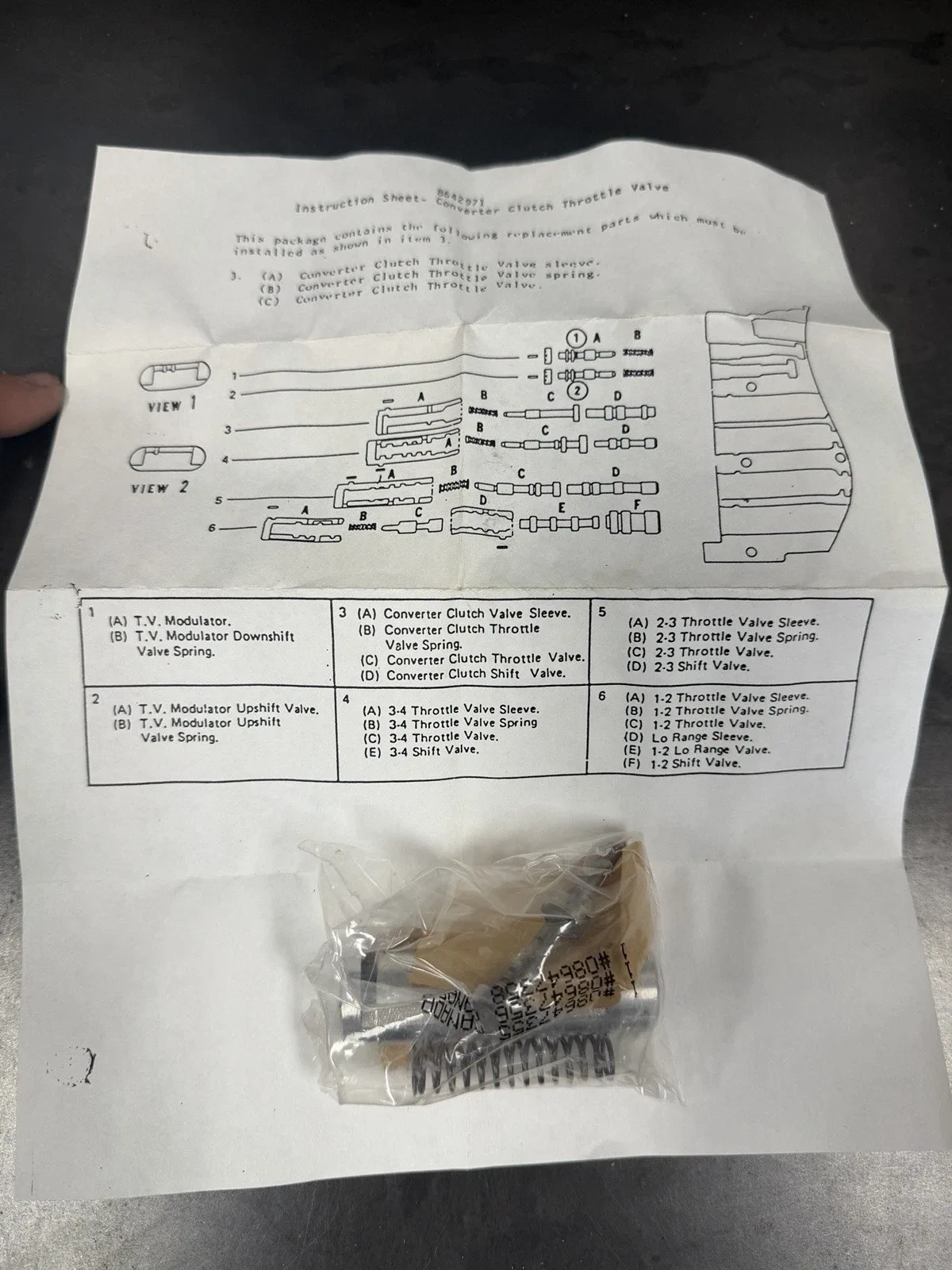 NOS GM Throttle Valve Kit 8642370 - OEM ACDelco Transmission Converter Clutch image 2
