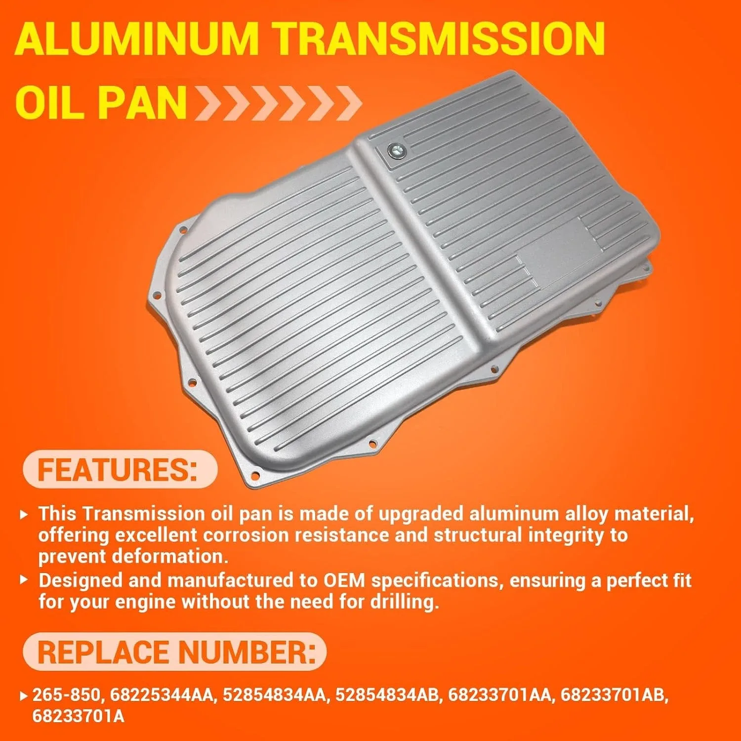 Aluminum Transmission Oil Pan For Ram 1500 Charger w/ Filter 68225344AA image 3