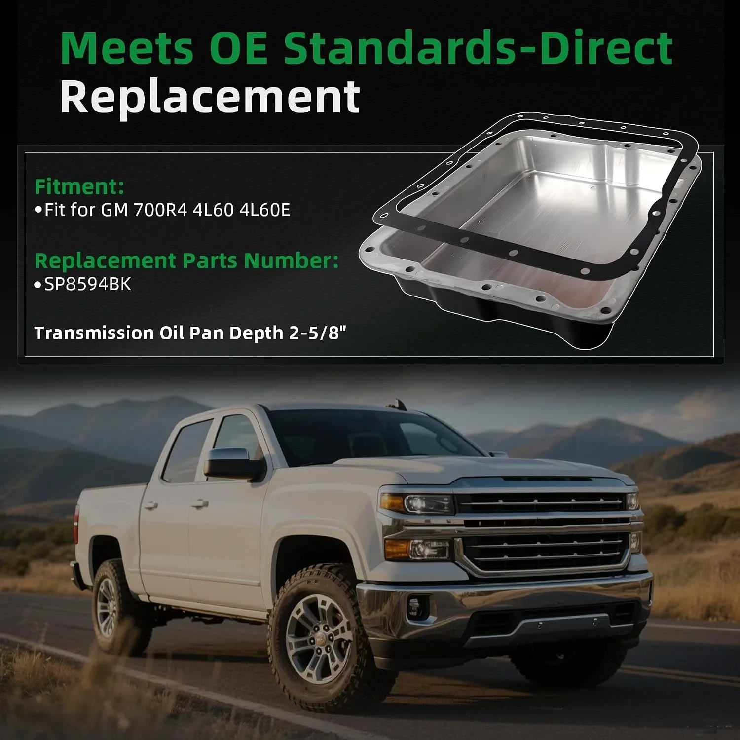 Transmission Oil Pan Black Compatible w/ GM 700R4 4L60 4L60E image 2