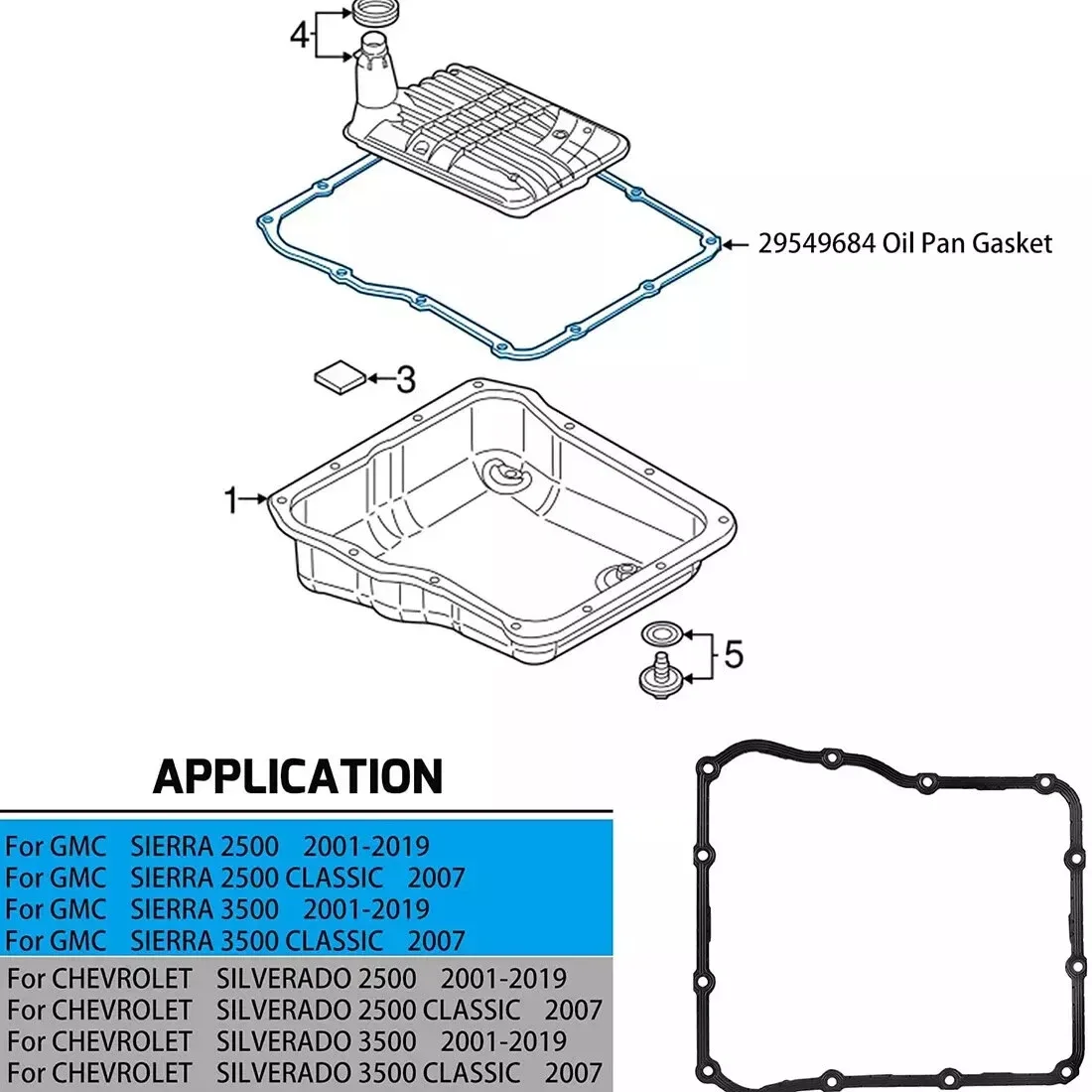 2001-2019 Duramax 6.6L Allison Oil Pan Gasket & Filter (DXQP-0645) image 2
