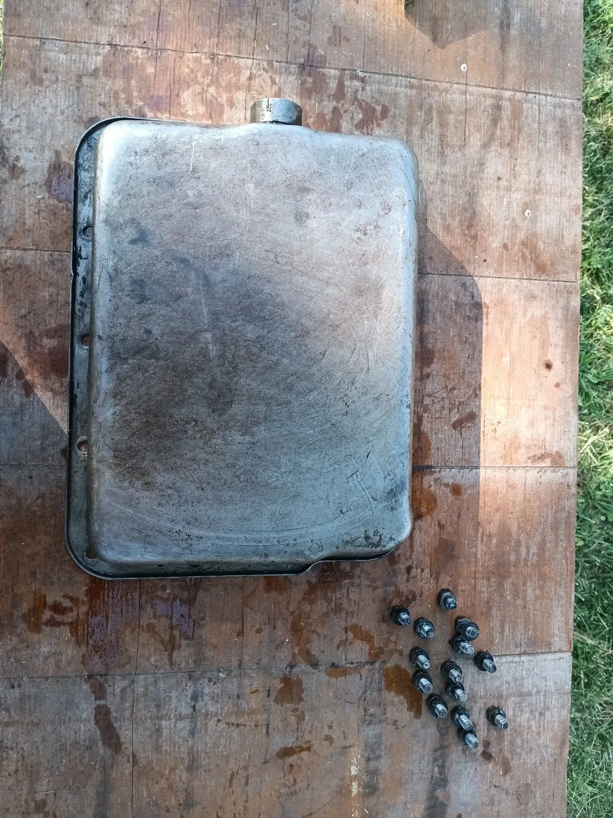 Small Case Ford-O-Matic Transmission Pan W Hardware image 2