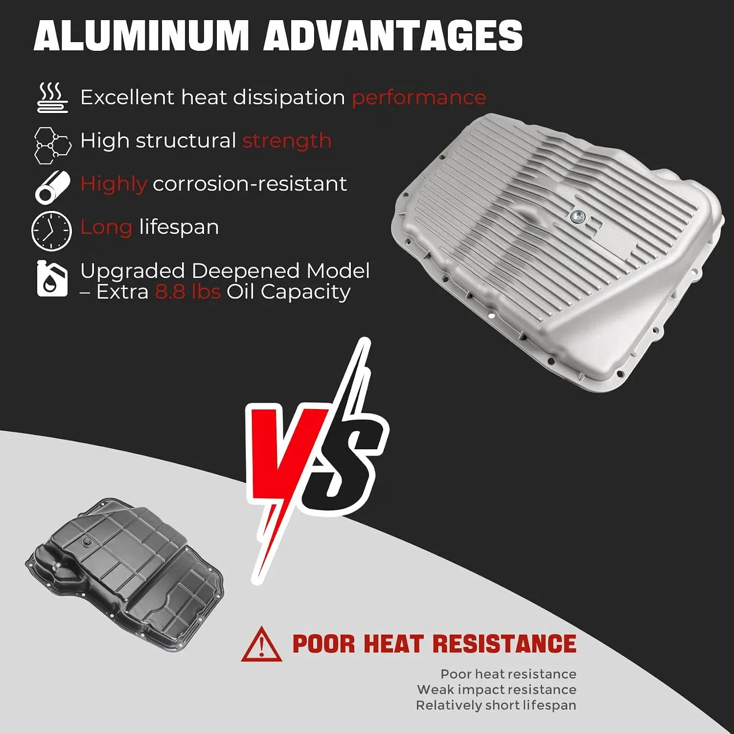 Aluminum Transmission Oil Pan XT174-AL for 545RFE / 65RFE / 68RFE – 4736676AA image 3