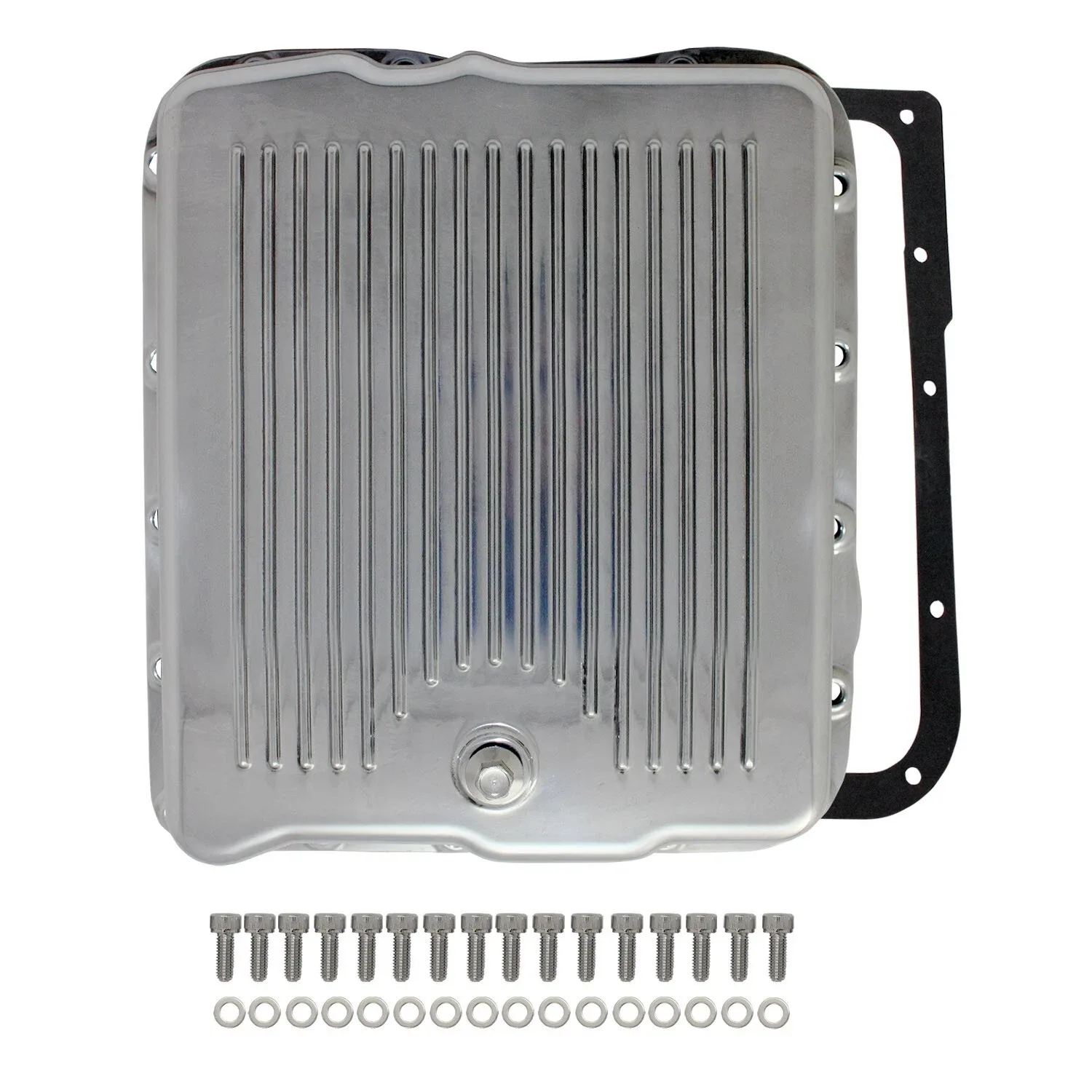 Chevy / GM 700R4-4L60E-4L65E Aluminum Transmission Pan Kit - Polished, Shallow