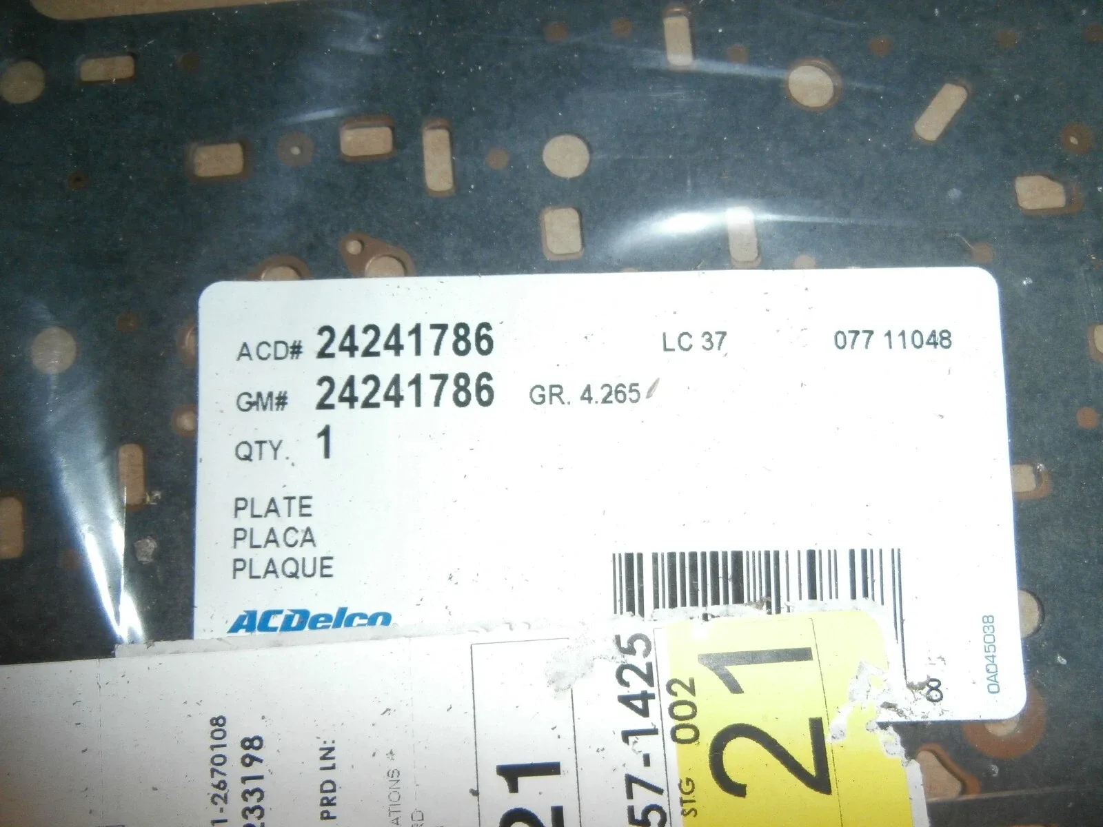 AC Delco 24241786 Transmission Valve Body Separator Plate (NOS) image 2