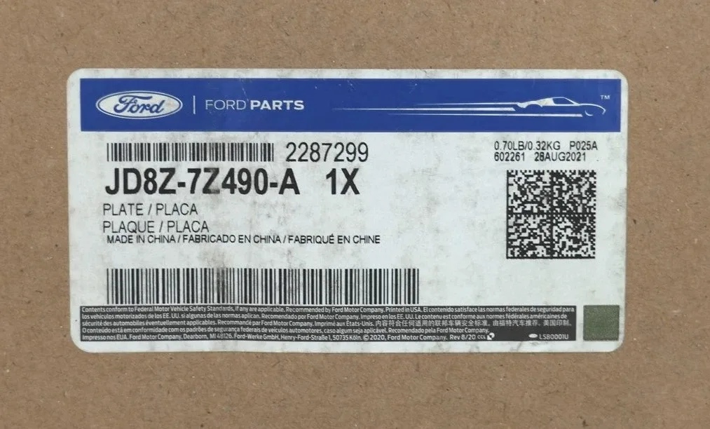 2018-2019 Ford EcoSport 6F15 Auto Trans Valve Body Separator Plate JD8Z-7Z490-A image 2