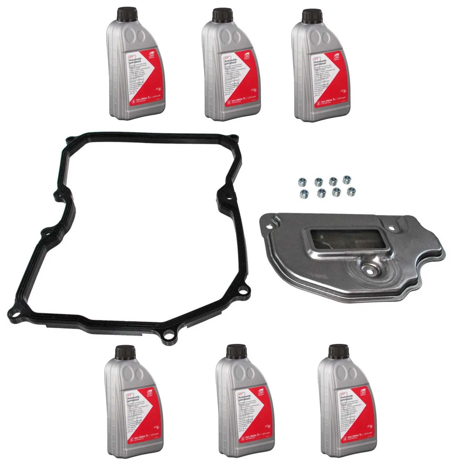 Transmission Filter Kit (Oil Pan Gasket+Filter+Washers) + 6L Trans Fluid for VW