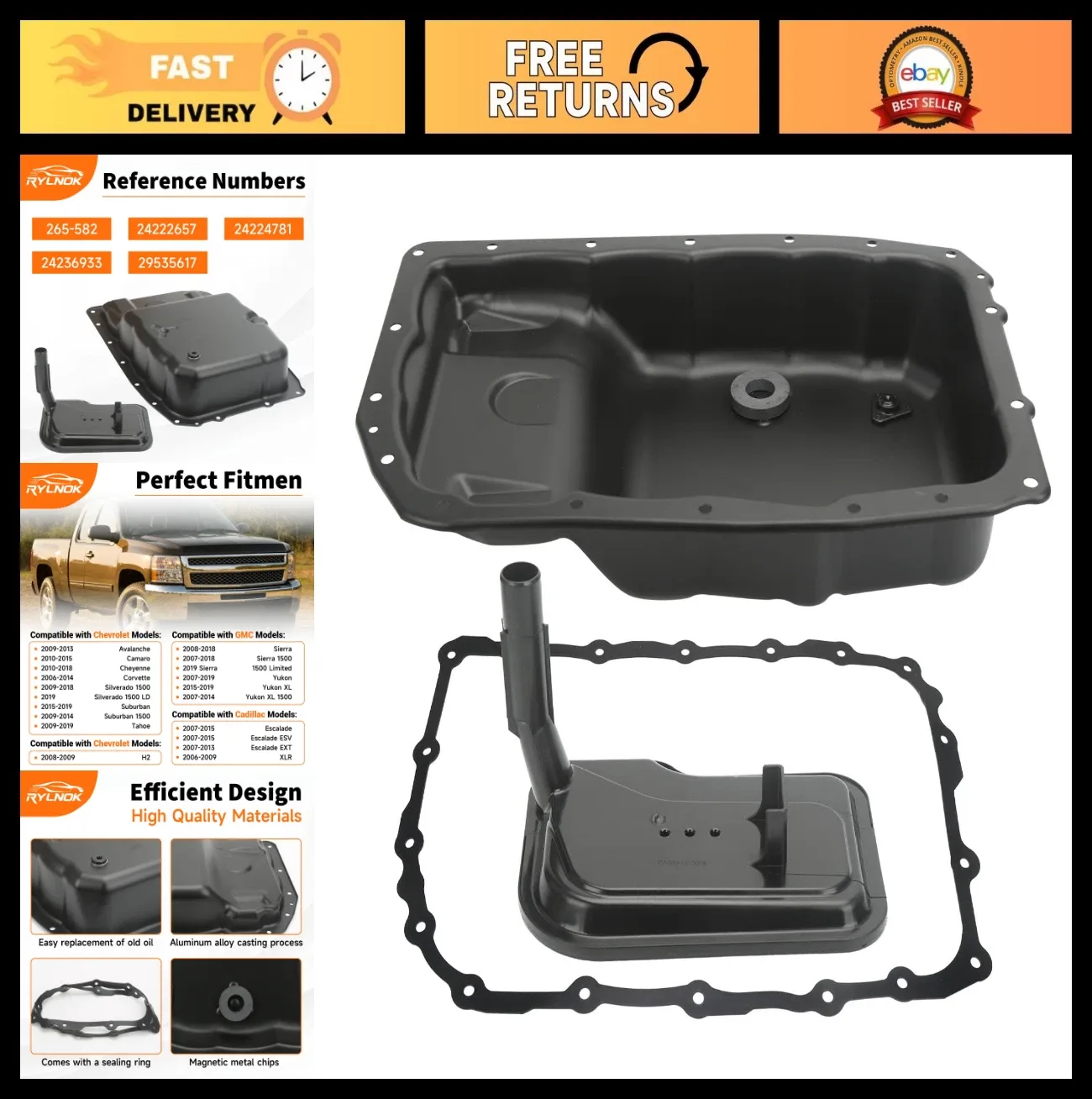 6L80 Transmission Oil Pan Kit for Chevy GMC Cadillac Silverado Tahoe Escalade, R