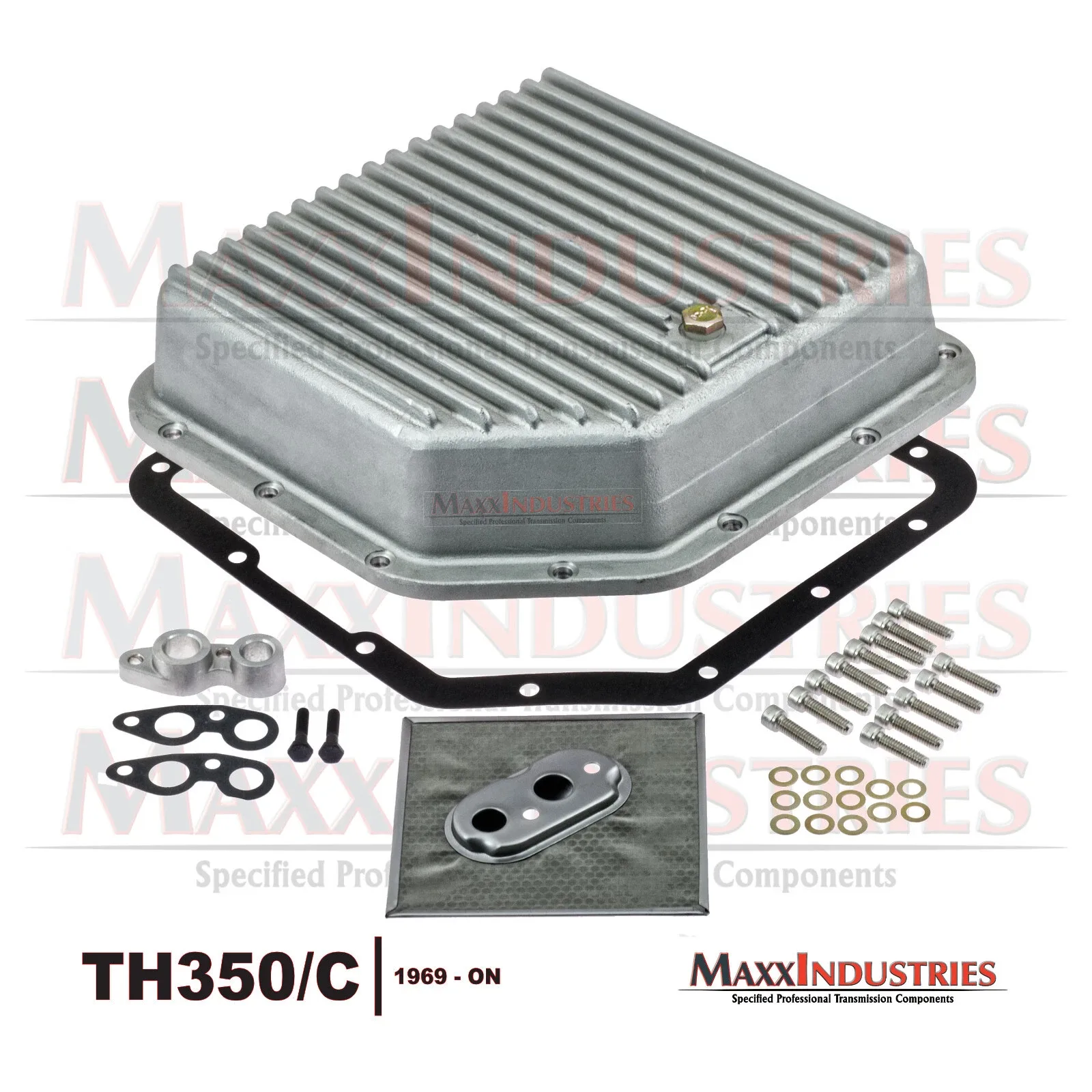 TH350 350C Transmission Oil Pan Aluminum Cool Fins with HP Filter and Pan Gasket image 2