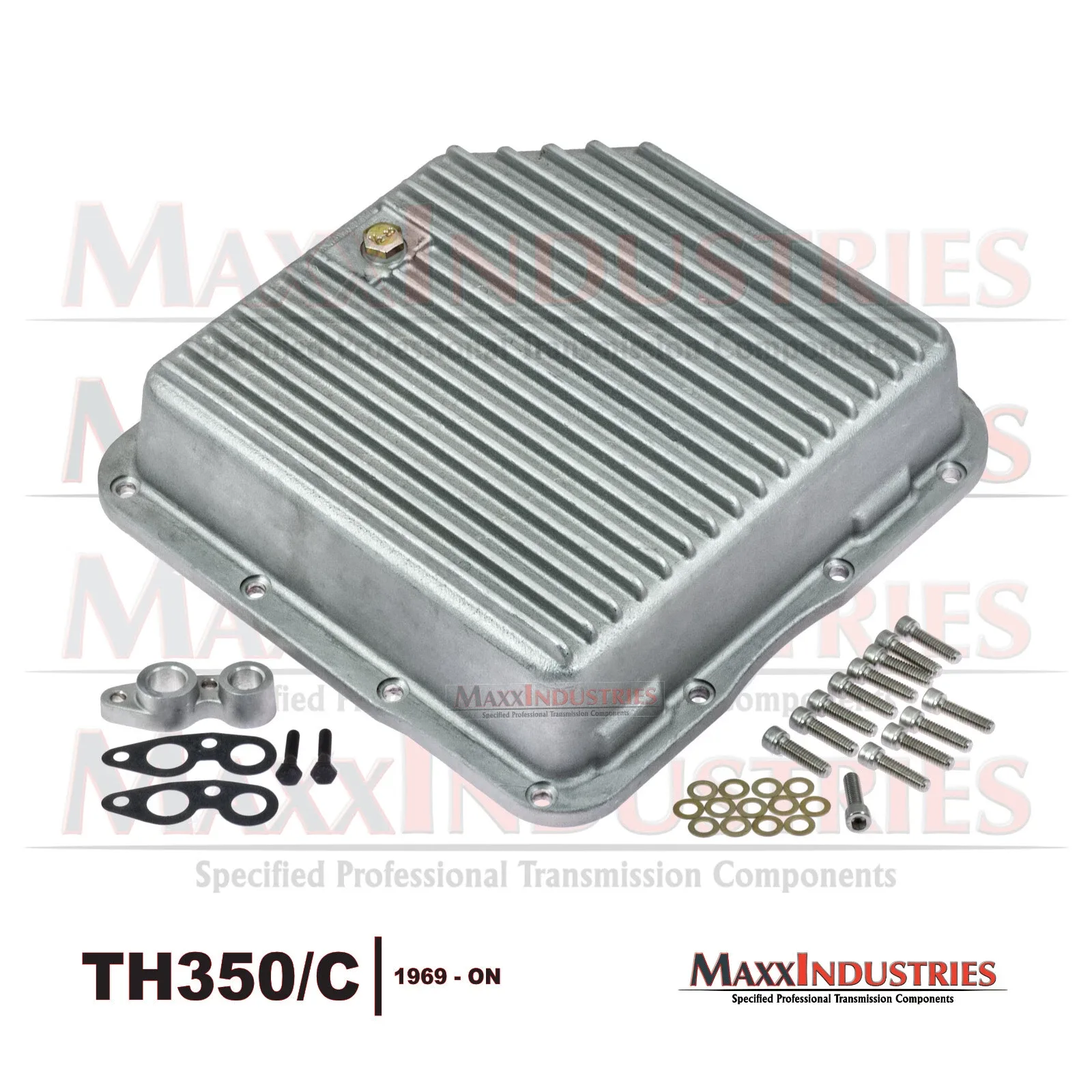 TH350 350C Transmission Oil Pan Aluminum Cool Fins with HP Filter and Pan Gasket image 3