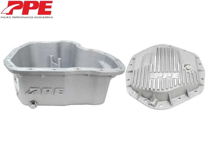 PPE Raw Aluminum Oil Pan & Rear Differential Cover For 2011-2016 GM 6.6L Duramax