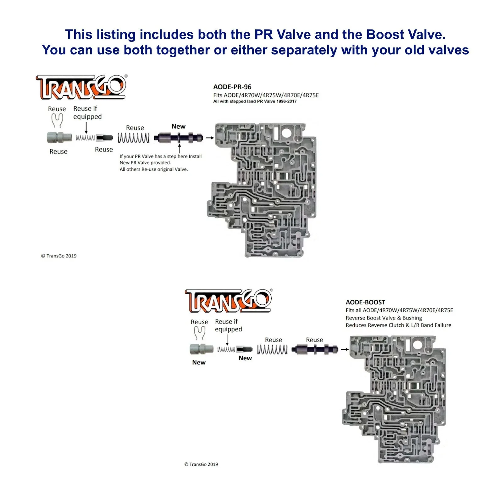 1996-2017 AODE/4R70W-E/4R75W-E PR & Boost Valve Kit AODE-PR-96/AODE-BOOST image 2
