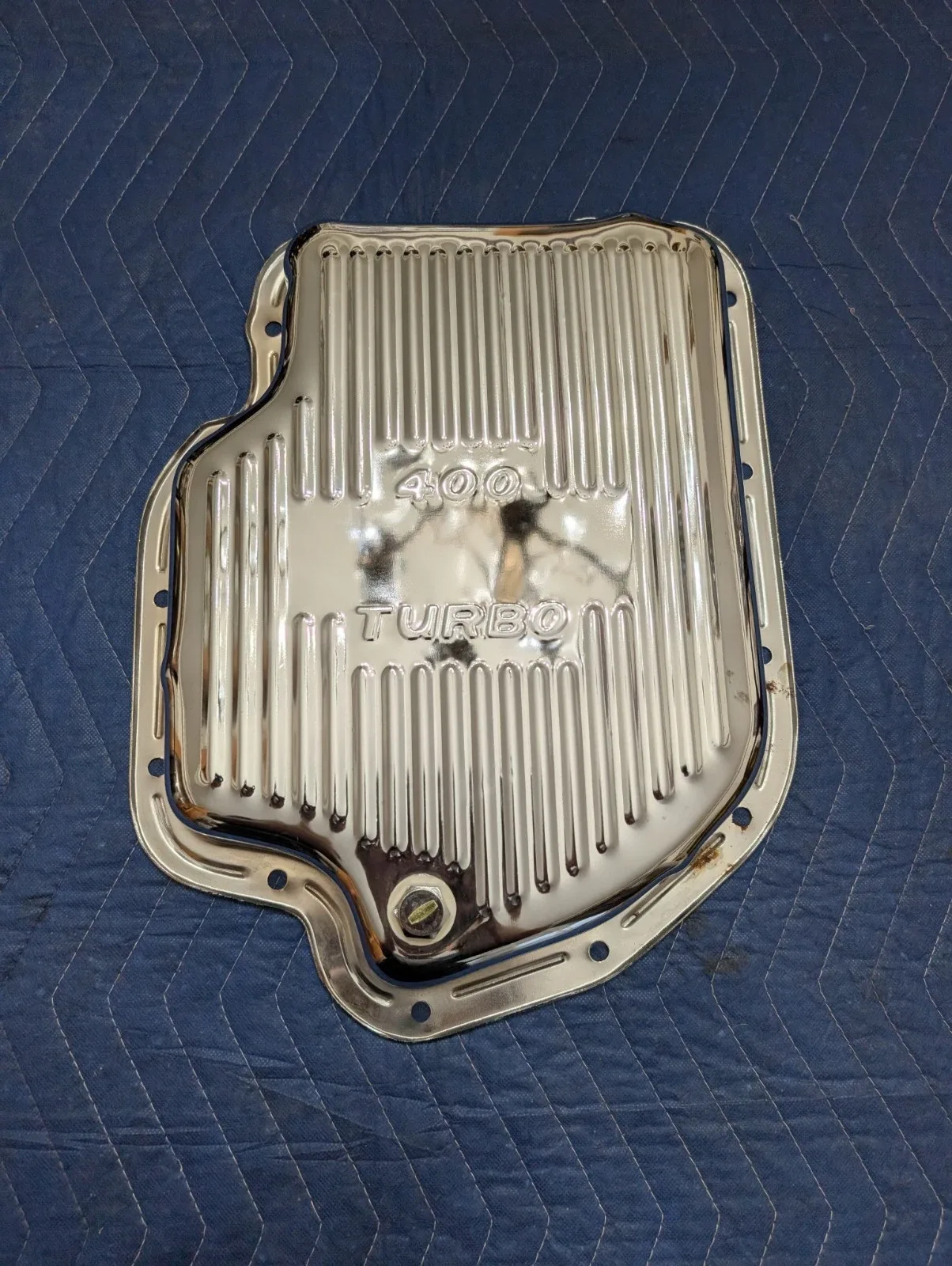 Chrome Steel Chevy BOP GM Turbo 400 TH400 Stock Depth Transmission Pan Finned